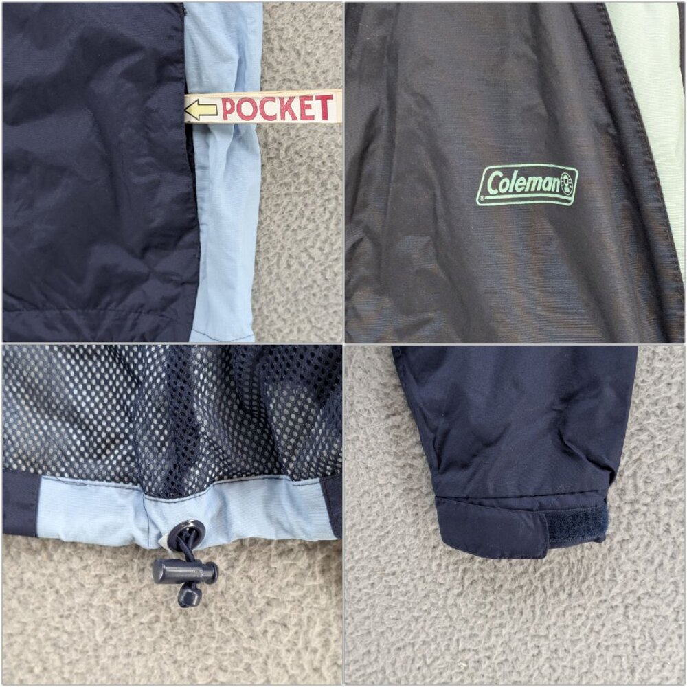 Coleman Rain Jacket Womens Navy Blue Nylon Hooded Full Zip Waterproof Size S/M - Picture 9 of 9